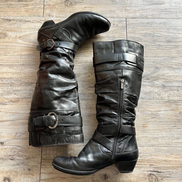 Pikolinos Knee High Boot EU 38 Black Heel Women's 7.5 / 8 Leather Buckle - Picture 2 of 14